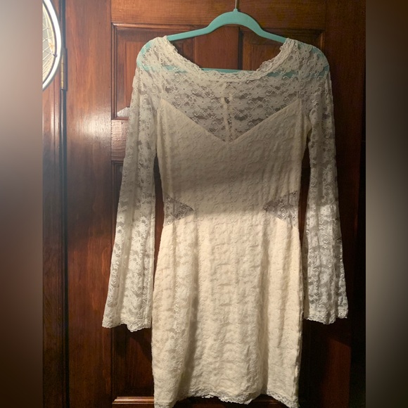 NWT FREE PEOPLE Lovely in Lace Bodycon Dress Cream - M - Picture 5 of 10